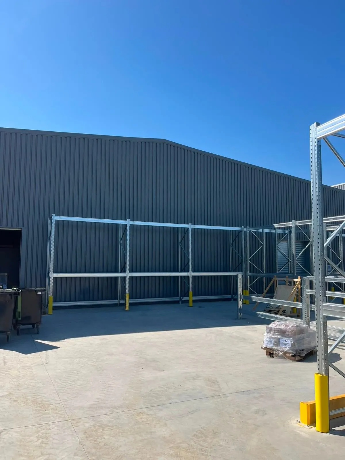 Racking beside the building at the Montech site