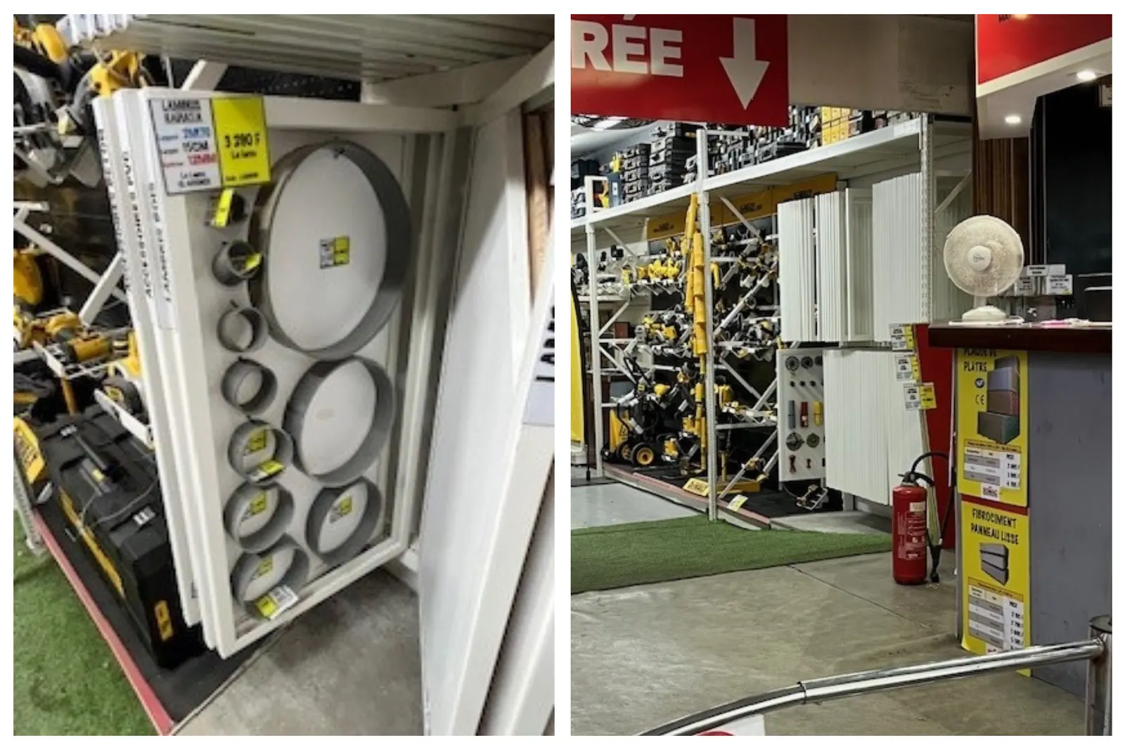 Magasin de bricolage et matériaux – détail de l’installation