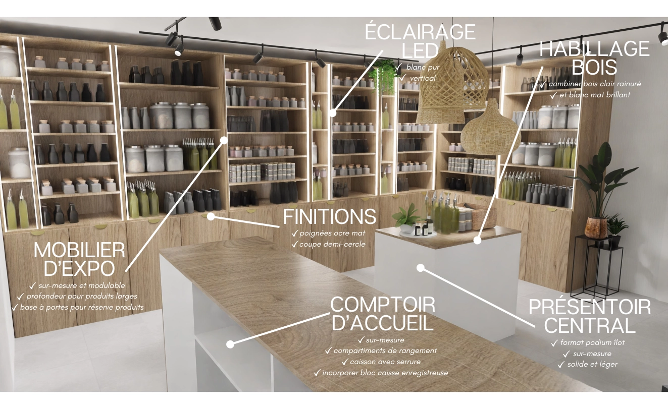 brief projet agencement personnalisé boutique sur mesure mobilier bois