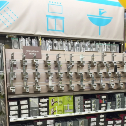 aménagement rayon plomberie et robinetteie pour magasin de bricolage gsb